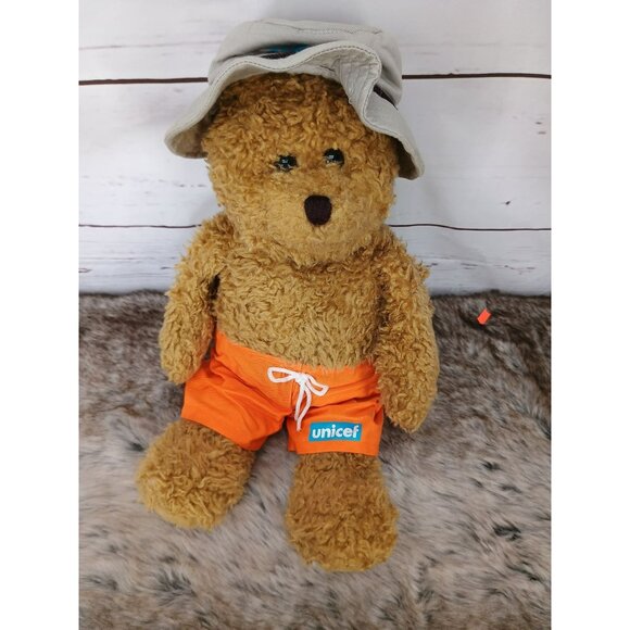 Unicef Teddy Bear With Orange Shorts & Bucket Hat - Picture 1 of 5